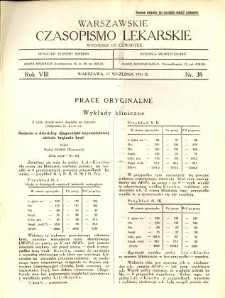 Warszawskie Czasopismo Lekarskie 1931 R.8 nr 38