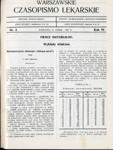 Warszawskie Czasopismo Lekarskie 1927 R.4 nr 3