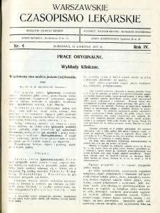 Warszawskie Czasopismo Lekarskie 1927 R.4 nr 4