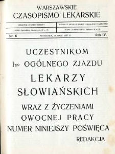 Warszawskie Czasopismo Lekarskie 1927 R.4 nr 6