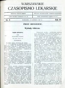 Warszawskie Czasopismo Lekarskie 1927 R.4 nr 8