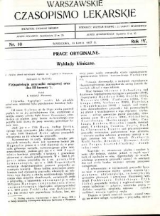 Warszawskie Czasopismo Lekarskie 1927 R.4 nr 10