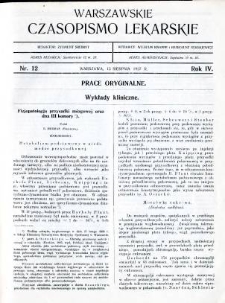Warszawskie Czasopismo Lekarskie 1927 R.4 nr 12