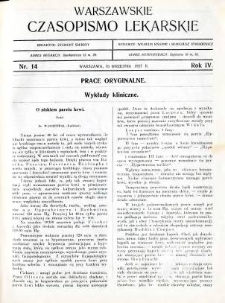 Warszawskie Czasopismo Lekarskie 1927 R.4 nr 14