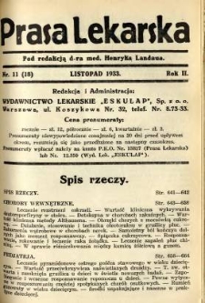 Prasa Lekarska 1933 R.2 nr 11
