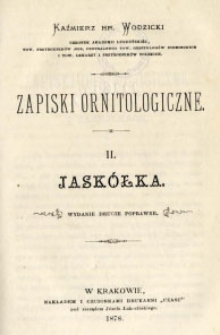 Zapiski ornitologiczne. 2, Jaskółka