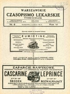 Warszawskie Czasopismo Lekarskie 1930 R.7 nr 6