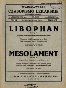 Warszawskie Czasopismo Lekarskie 1930 R.7 nr 12