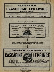 Warszawskie Czasopismo Lekarskie 1930 R.7 nr 14