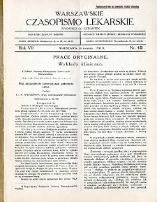 Warszawskie Czasopismo Lekarskie 1930 R.7 nr 15
