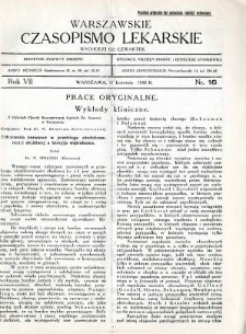 Warszawskie Czasopismo Lekarskie 1930 R.7 nr 16