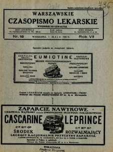 Warszawskie Czasopismo Lekarskie 1930 R.7 nr 18