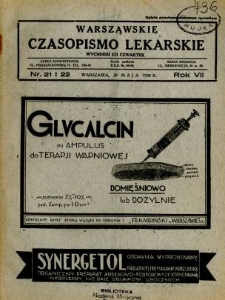 Warszawskie Czasopismo Lekarskie 1930 R.7 nr 21-22