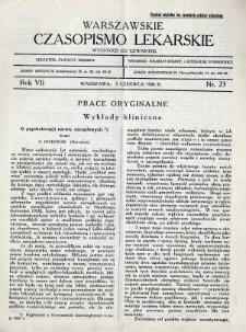 Warszawskie Czasopismo Lekarskie 1930 R.7 nr 23