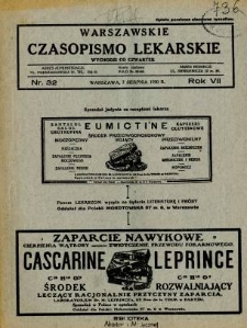 Warszawskie Czasopismo Lekarskie 1930 R.7 nr 32