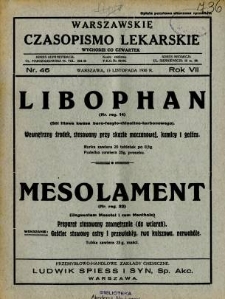Warszawskie Czasopismo Lekarskie 1930 R.7 nr 46