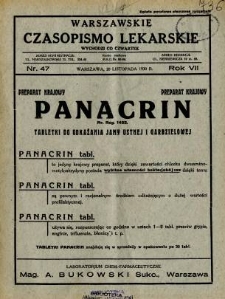 Warszawskie Czasopismo Lekarskie 1930 R.7 nr 47