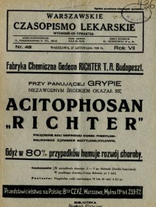 Warszawskie Czasopismo Lekarskie 1930 R.7 nr 48