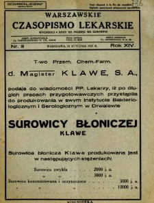 Warszawskie Czasopismo Lekarskie 1937 R.14 nr 3