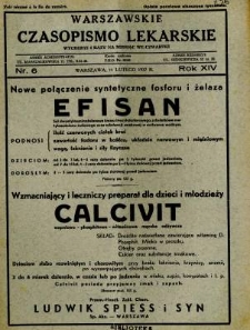 Warszawskie Czasopismo Lekarskie 1937 R.14 nr 6