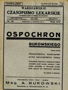 Warszawskie Czasopismo Lekarskie 1937 R.14 nr 16