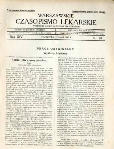 Warszawskie Czasopismo Lekarskie 1937 R.14 nr 20