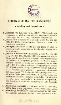 Publikacye Dra Legeżyńskiego z dziedziny nauk hygienicznych
