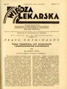 Wiedza Lekarska 1935 R.9 z.11