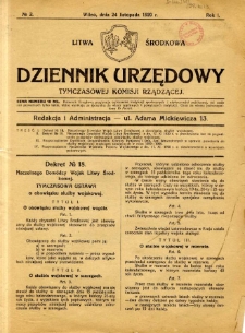 Dziennik Urzędowy Tymczasowej Komisji Rządzącej 1920.11.24 R.1 nr 2