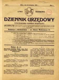Dziennik Urzędowy Tymczasowej Komisji Rządzącej 1920.11.30 R.1 nr 5