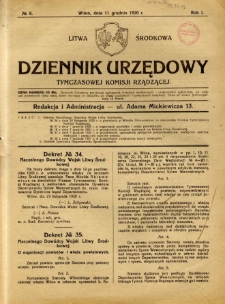 Dziennik Urzędowy Tymczasowej Komisji Rządzącej 1920.12.11 R.1 nr 8