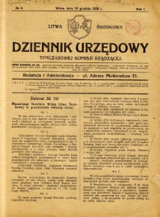 Dziennik Urzędowy Tymczasowej Komisji Rządzącej 1920.12.16 R.1 nr 9