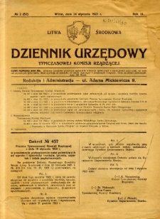 Dziennik Urzędowy Tymczasowej Komisji Rządzącej 1922.01.24 R.3 nr 2