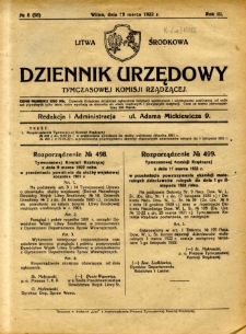 Dziennik Urzędowy Tymczasowej Komisji Rządzącej 1922.03.18 R.3 nr 8
