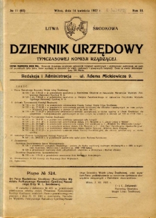 Dziennik Urzędowy Tymczasowej Komisji Rządzącej 1922.04.14 R.3 nr 11