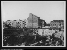 Białystok, odbudowa śródmieścia. Widok na pierzeję zachodnią Rynku Kościuszki