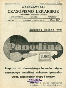 Warszawskie Czasopismo Lekarskie 1938 R.15 nr 47