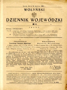 Wołyński Dziennik Wojewódzki 1930.03.12 R. 10 nr 4