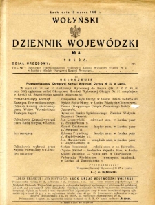 Wołyński Dziennik Wojewódzki 1930.03.15 R. 10 nr 5