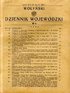 Wołyński Dziennik Wojewódzki 1930.03.10 R. 10 nr 3