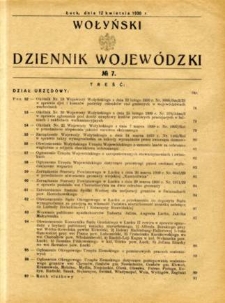Wołyński Dziennik Wojewódzki 1930.04.12 R. 10 nr 7