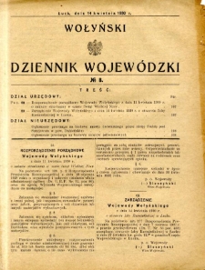 Wołyński Dziennik Wojewódzki 1930.04.14 R. 10 nr 8