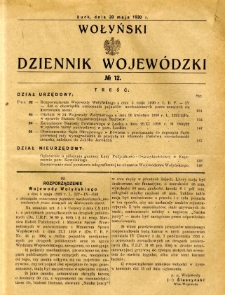 Wołyński Dziennik Wojewódzki 1930.05.20 R. 10 nr 12