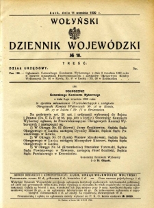 Wołyński Dziennik Wojewódzki 1930.09.11 R. 10 nr 18
