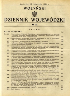 Wołyński Dziennik Wojewódzki 1930.11.20 R. 10 nr 22