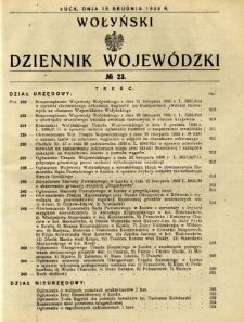 Wołyński Dziennik Wojewódzki 1930.12.15 R. 10 nr 23