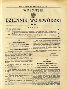 Wołyński Dziennik Wojewódzki 1930.12.31 R. 10 nr 25
