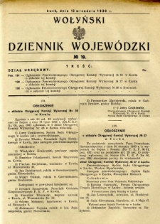 Wołyński Dziennik Wojewódzki 1930.09.13 R. 10 nr 19