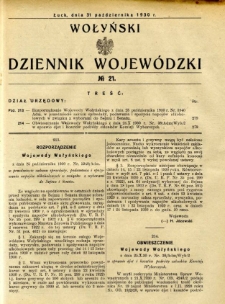 Wołyński Dziennik Wojewódzki 1930.10.31 R. 10 nr 21