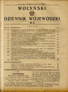 Wołyński Dziennik Wojewódzki 1929.10.31 R.9 nr 14